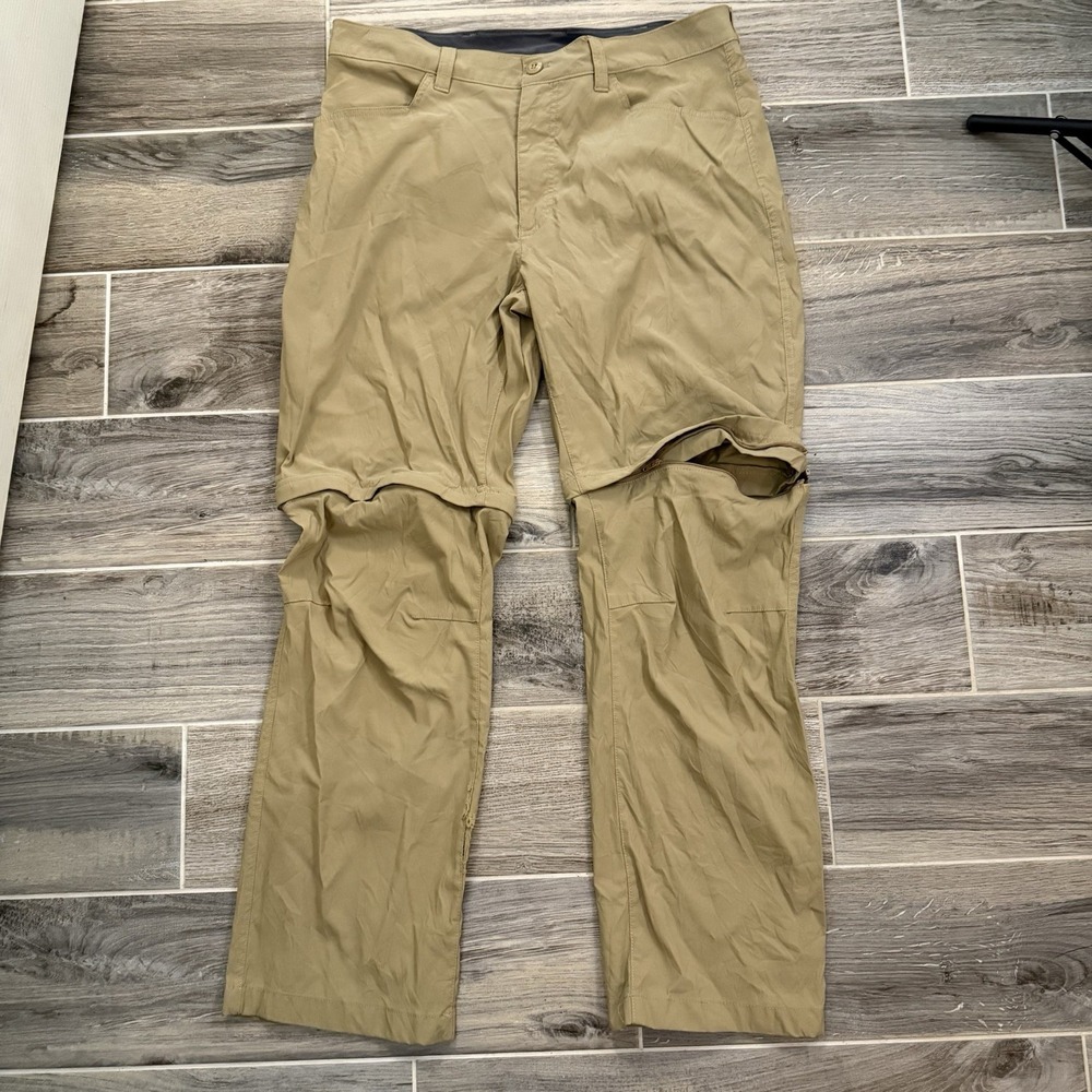 Eddie Bauer Pants Mens 36x30 (36x28)‎ Tan Hiking Stretch Nylon Zip Off Tech